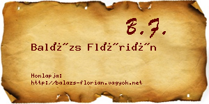 Balázs Flórián névjegykártya
